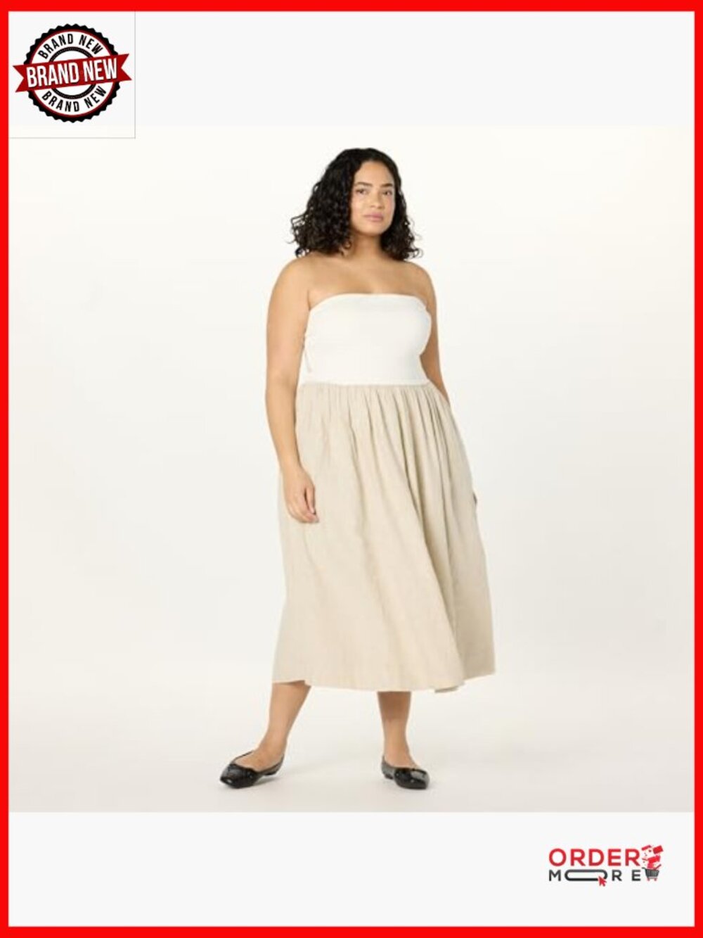 Strapless Mixed Media Maxi Dress A-Line Regular Fit - Picture 5 of 7